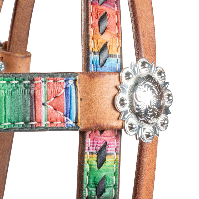 Teskey's Serape Browband Headstall w/Colored Buckstitch Tack - Headstalls Teskey's