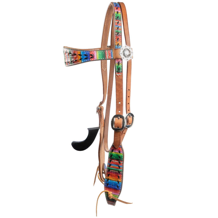 Teskey's Serape Browband Headstall w/Colored Buckstitch Tack - Headstalls Teskey's