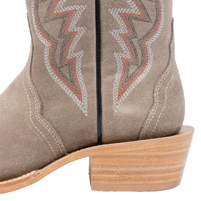 R. Watson Women's Charcoal Roughout Cutter Toe Western Boot