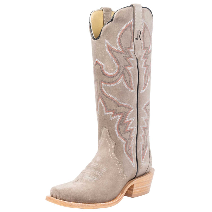 R. Watson Women's Charcoal Roughout Cutter Toe Western Boot