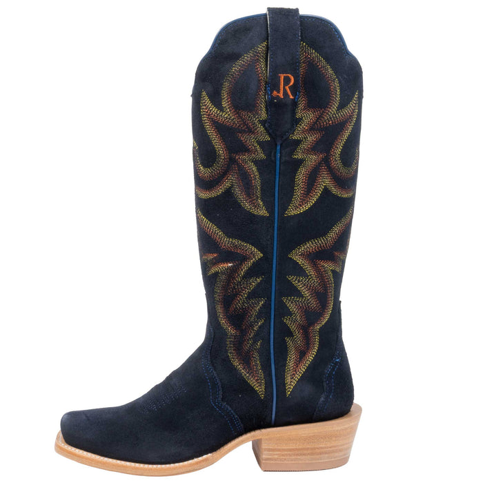 R. Watson Women's Midnight Blue Roughout Cutter Toe Western Boot