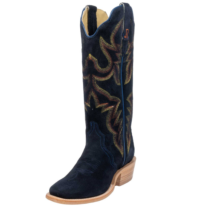 R. Watson Women's Midnight Blue Roughout Cutter Toe Western Boot