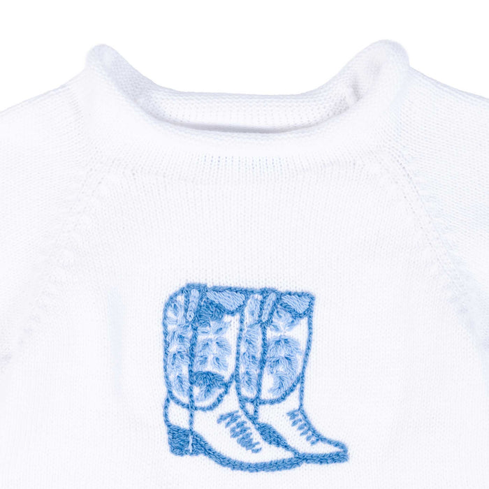 Light Blue Baby Cowboy Boot Rollneck Sweater