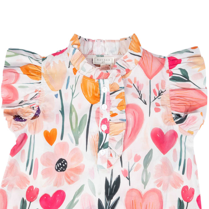 Hayden Girl's Hearts & Tulips Ruffle Tank Top KIDS - Girls - Clothing - Tops - Sleeveless Tops Hayden Los Angeles