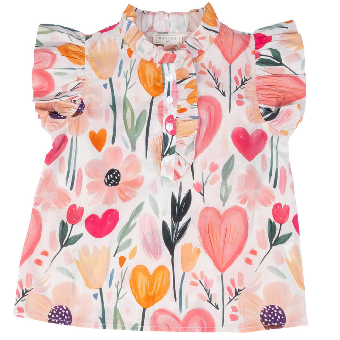 Hayden Girl's Hearts & Tulips Ruffle Tank Top KIDS - Girls - Clothing - Tops - Sleeveless Tops Hayden Los Angeles