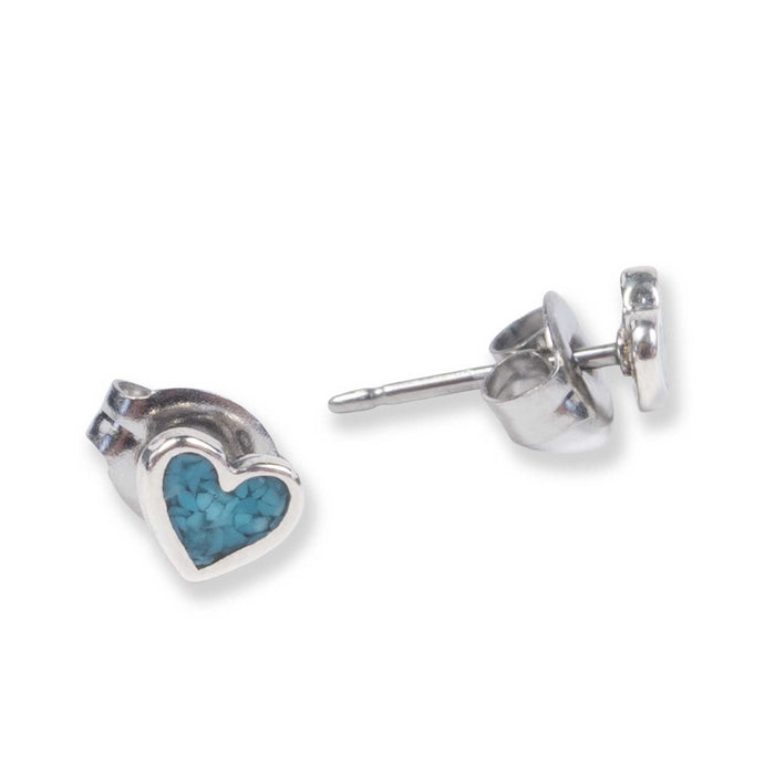 Mini Turquoise Heart Stud Earrings WOMEN - Accessories - Jewelry - Earrings Sunwest Silver