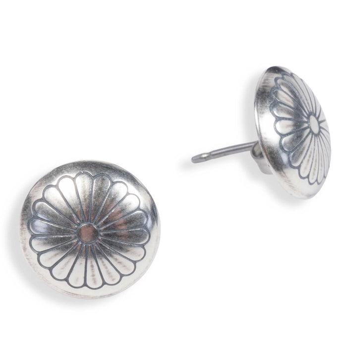 Engraved Circle Stud Earrings WOMEN - Accessories - Jewelry - Earrings Sunwest Silver