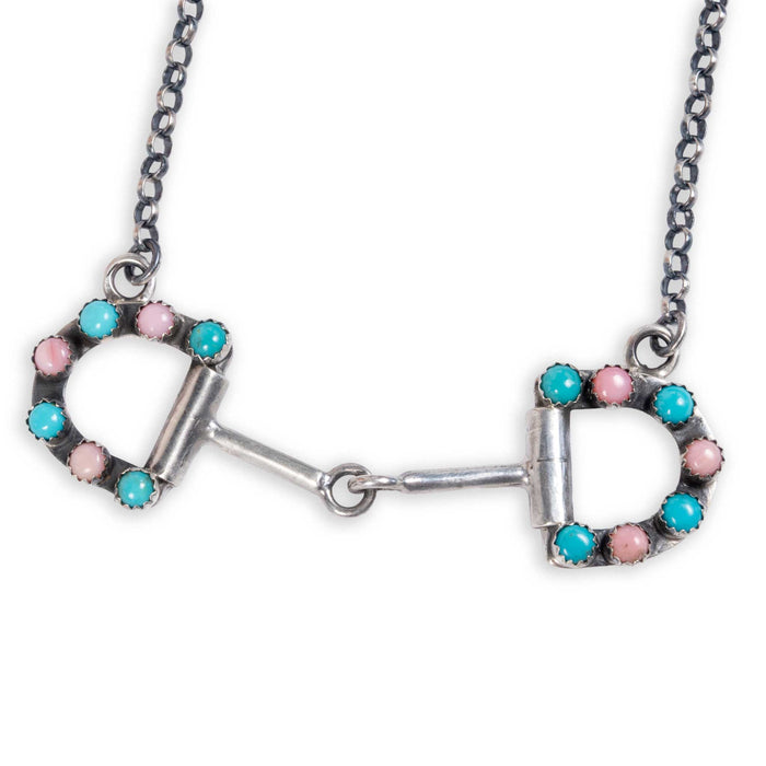 Kingman and Pink Conch Snaffle Bit Necklace