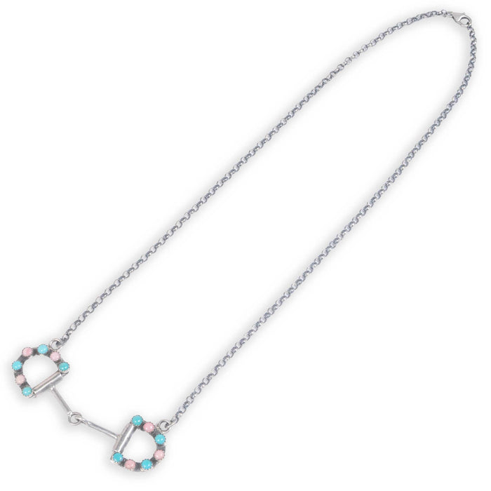 Kingman and Pink Conch Snaffle Bit Necklace
