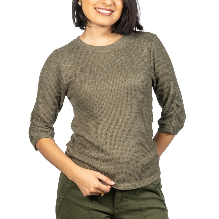 Dylan Elbow Sleeve Olive Branch Crew Top WOMEN - Clothing - Tops - Long Sleeved Dylan