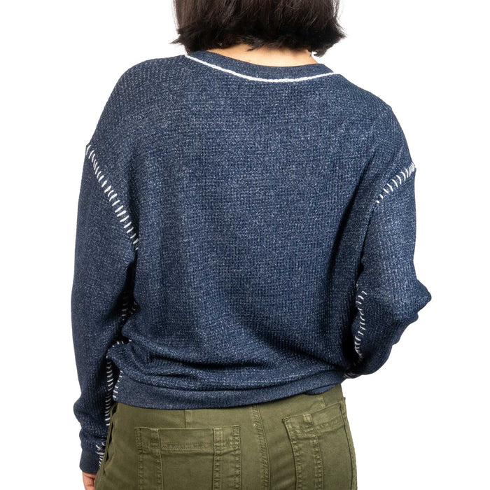 Dylan Blanket Stitch Navy Sweatshirt