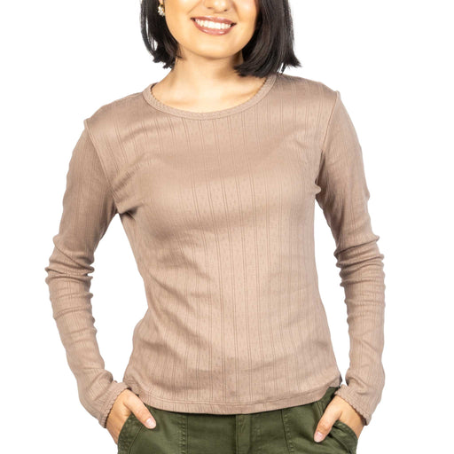Dylan Kelly Pointelle Fawn Top WOMEN - Clothing - Tops - Long Sleeved Dylan