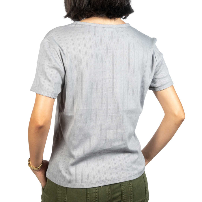 Dylan Kelly Pointelle Soft Grey Tee