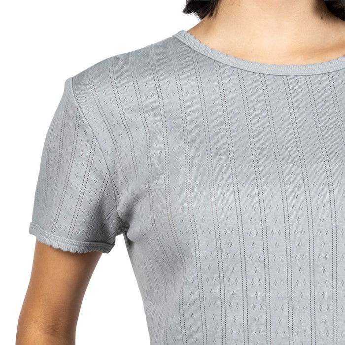 Dylan Kelly Pointelle Soft Grey Tee