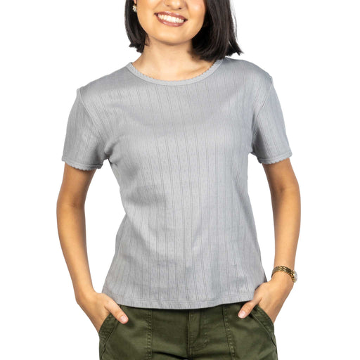 Dylan Kelly Pointelle Soft Grey Tee WOMEN - Clothing - Tops - Short Sleeved Dylan