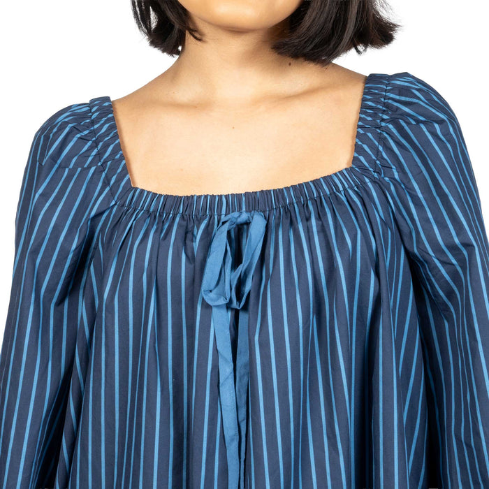 Striped Baby Doll Ribbon Detail Mini Dress