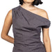 Striped Asymmetrical Pleating Detail Brown Mini Dress WOMEN - Clothing - Tops - Short Sleeved Needii