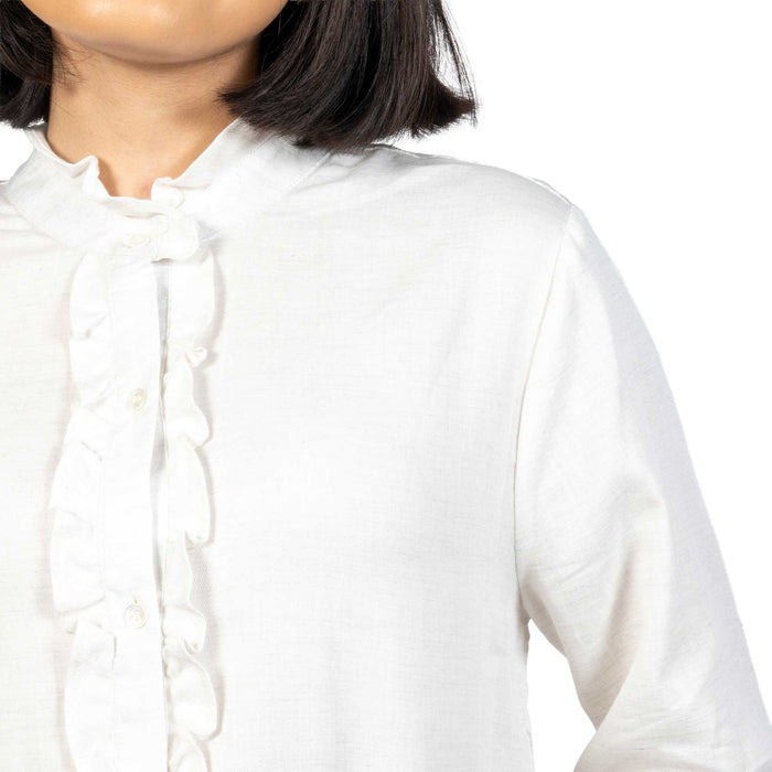 Dylan Channing Ruffle Natural Top
