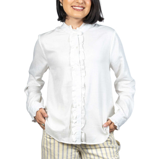 Dylan Channing Ruffle Natural Top WOMEN - Clothing - Tops - Long Sleeved Dylan