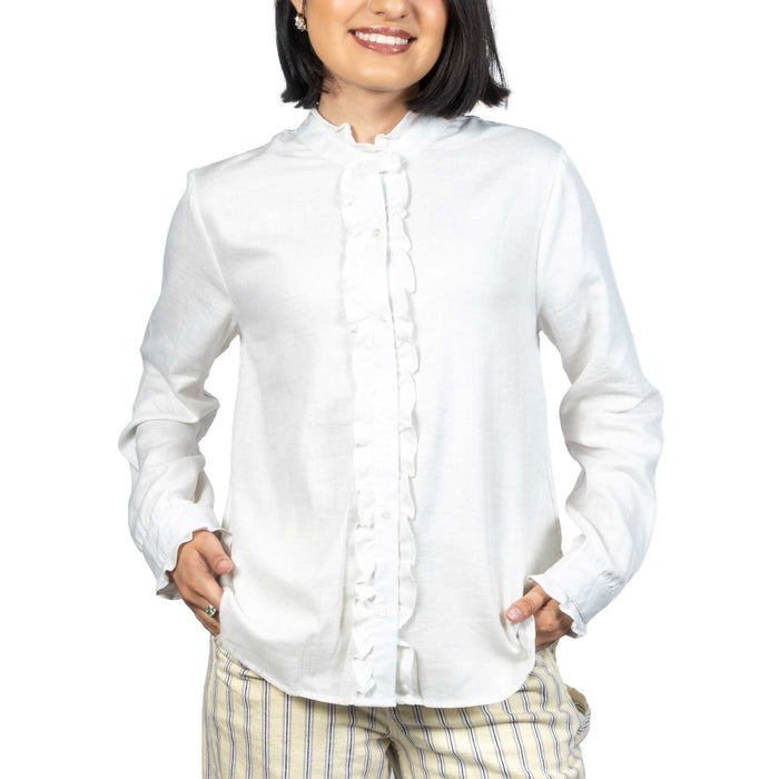 Dylan Channing Ruffle Natural Top