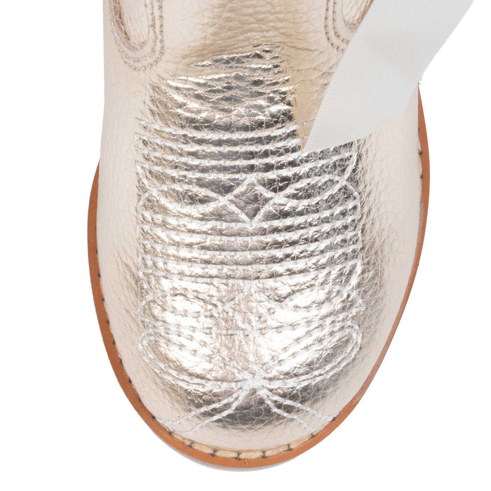 Girl's Sweetheart Bow Gold Cowgirl Boots