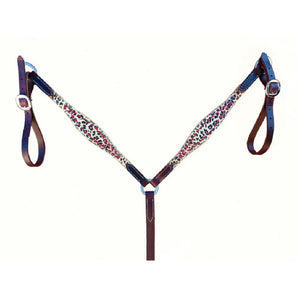 Teskey's Chocolate Shaped Exotic Print Breast Collar w/ Buckstitch Tack - Breast Collars Teskey's   