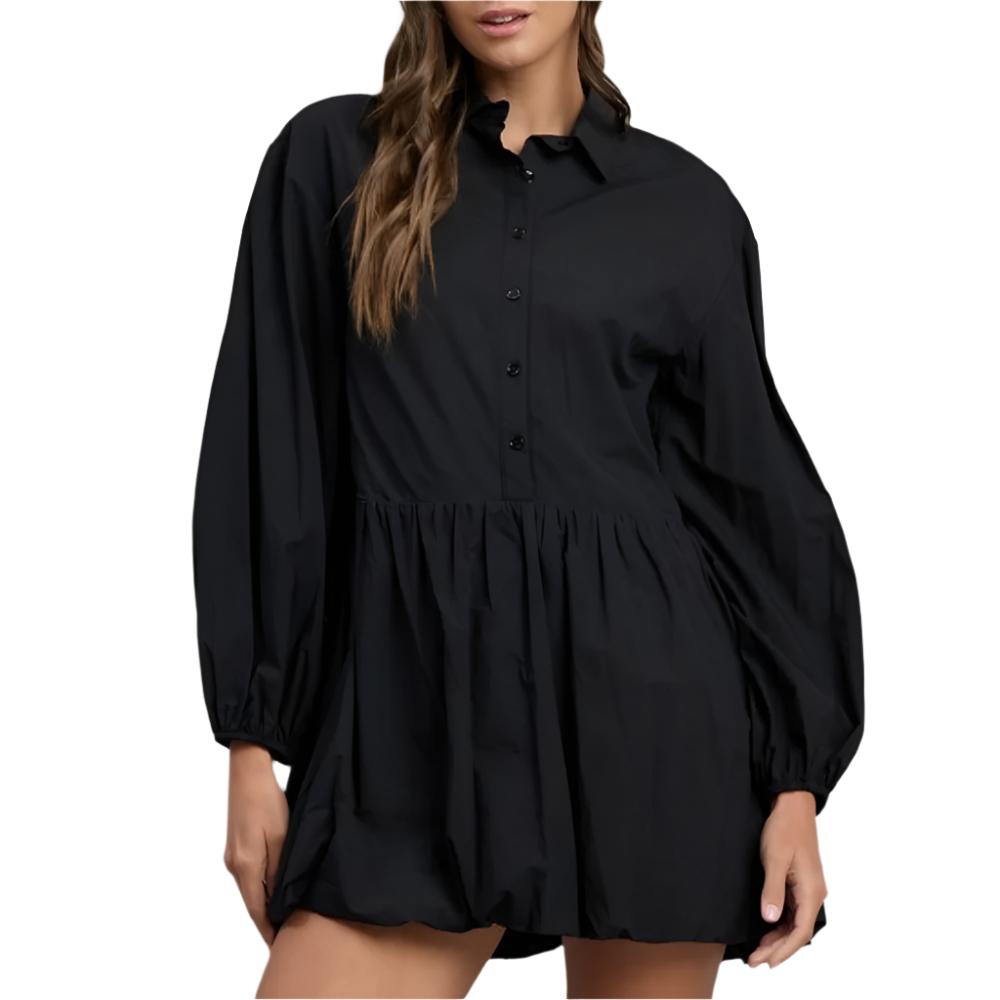 Balloon Hem Mini Shirt Dress