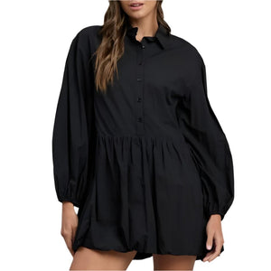 Balloon Hem Mini Shirt Dress WOMEN - Clothing - Dresses Able Wholesale   