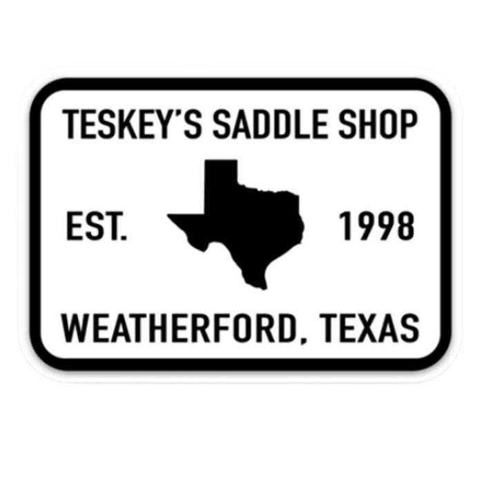 Teskey's 1998 Saddle Shop Sticker Black/White TESKEY'S GEAR - Stickers Teskey's
