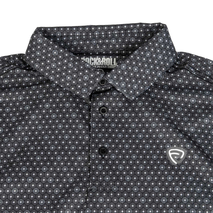Rock & Roll Denim Men's Black Geo Polo Shirt