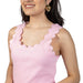 Scalloped Scoop Neck Pink Top WOMEN - Clothing - Tops - Sleeveless Glam
