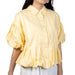 Pleated Bubble Hem Banana Cream Top WOMEN - Clothing - Tops - Short Sleeved En Merci