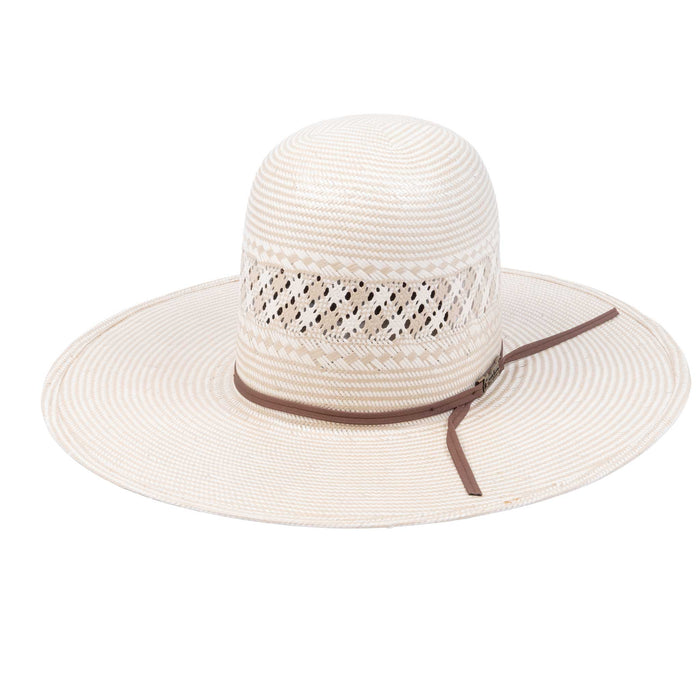 American Two Tone Vented Tan/Ivory Open Crown Straw Hat - 4 1/4" HATS - STRAW HATS American Hat Co.
