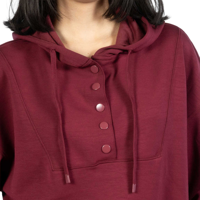 Oxblood Sallie Snap Soft Knit Hoodie