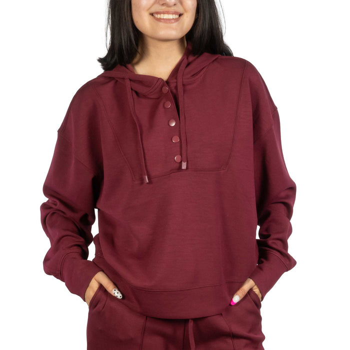 Oxblood Sallie Snap Soft Knit Hoodie