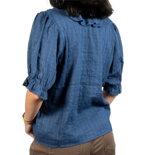 Navy Cotton Ruffle Top WOMEN - Clothing - Tops - Short Sleeved By Together