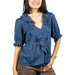 Navy Cotton Ruffle Top WOMEN - Clothing - Tops - Short Sleeved By Together