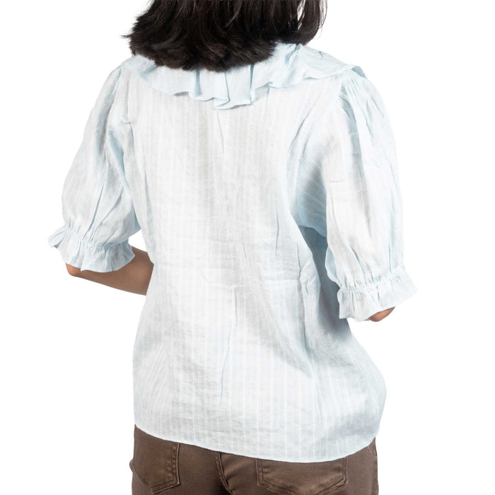 Powder Blue Cotton Ruffle Top