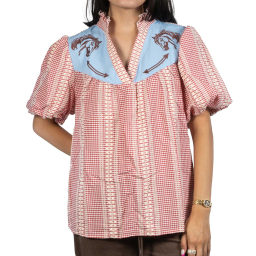 Western Pony Red Gingham Top WOMEN - Clothing - Tops - Short Sleeved Lovesoft