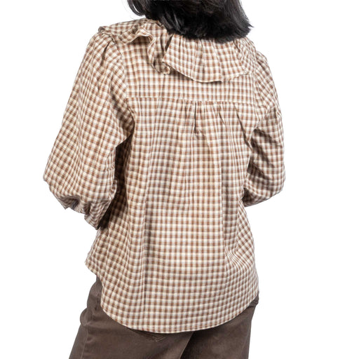 Brown Gingham Ruffled Top WOMEN - Clothing - Tops - Long Sleeved By Together