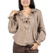 Brown Gingham Ruffled Top WOMEN - Clothing - Tops - Long Sleeved By Together