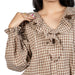 Brown Gingham Ruffled Top WOMEN - Clothing - Tops - Long Sleeved By Together