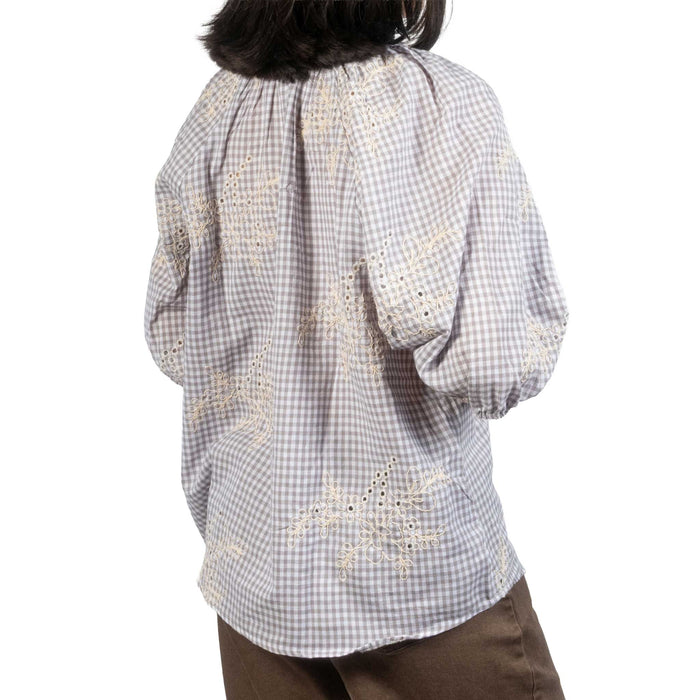Dylan Gwynn Embroidered Gingham Top