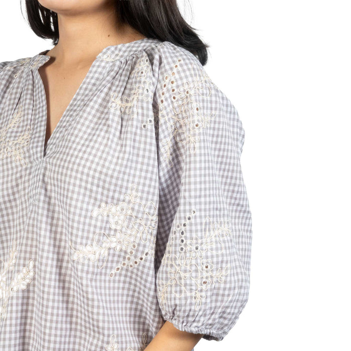 Dylan Gwynn Embroidered Gingham Top