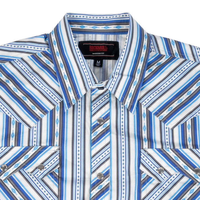 Rock & Roll Denim Men's Blue Stripe Snap Shirt
