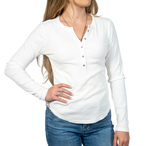 Flag & Anthem Women's White Denning Henley Top WOMEN - Clothing - Tops - Long Sleeved Flag And Anthem