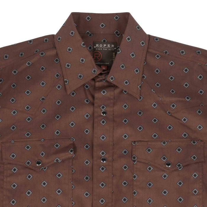 Roper Men's Diamond Print Pearl Snap Western Shirt