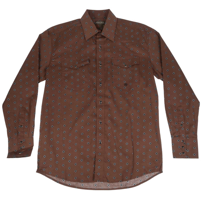 Roper Men's Diamond Print Pearl Snap Western Shirt