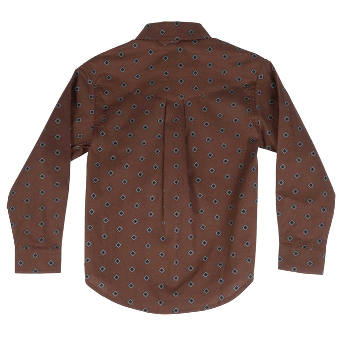 Roper Boy's Poplin Diamond Print Western Shirt
