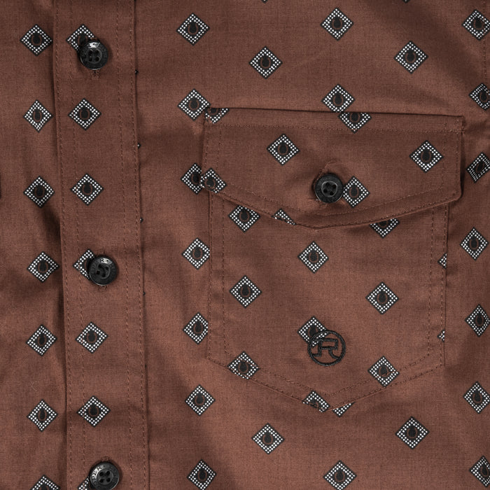 Roper Boy's Poplin Diamond Print Western Shirt